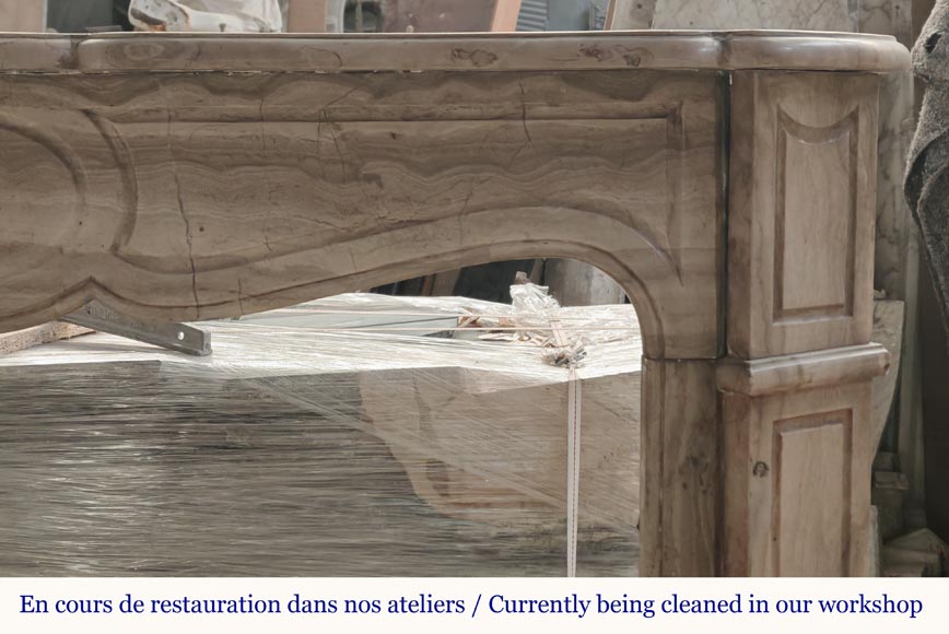 Louis XV style Pompadour mantel in Lunel marble Louis XV style Pompadour mantel in Lunel marble-5