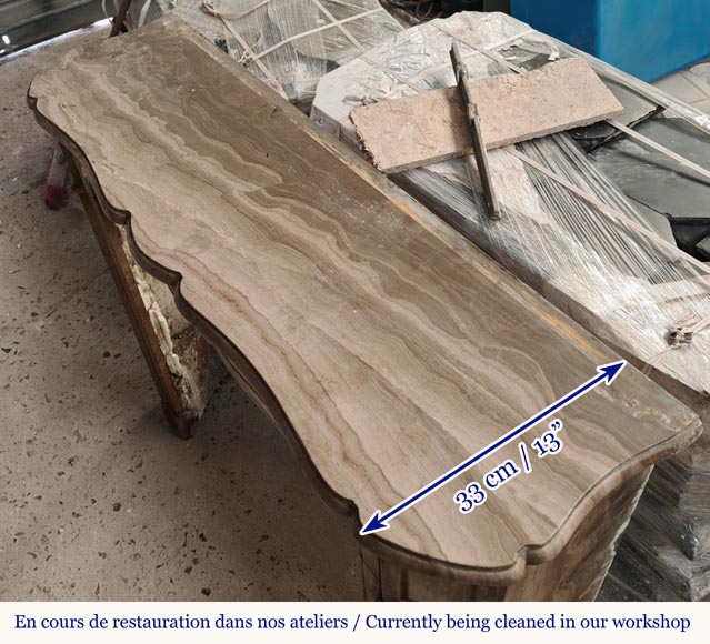 Louis XV style Pompadour mantel in Lunel marble Louis XV style Pompadour mantel in Lunel marble-7