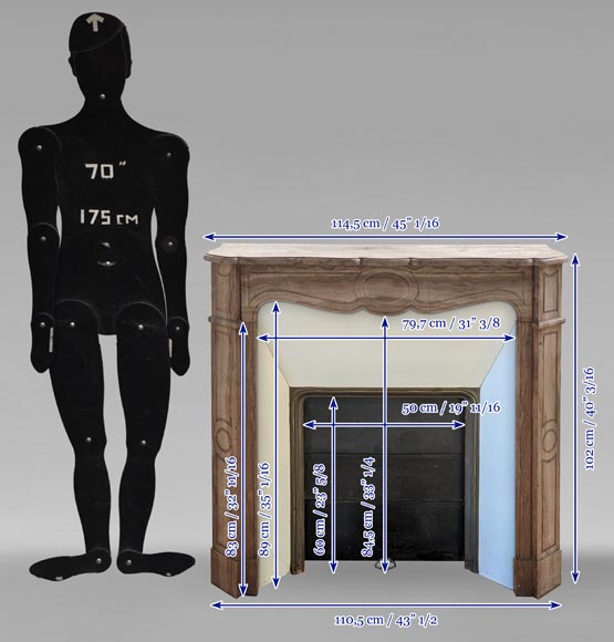 Louis XV style Pompadour mantel in Lunel marble Louis XV style Pompadour mantel in Lunel marble-8