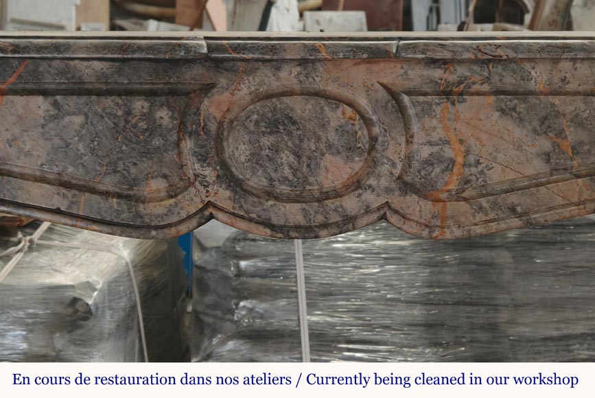 Louis XV style Pompadour mantel in Enjugeraist marble Louis XV style Pompadour mantel in Enjugeraist marble-1