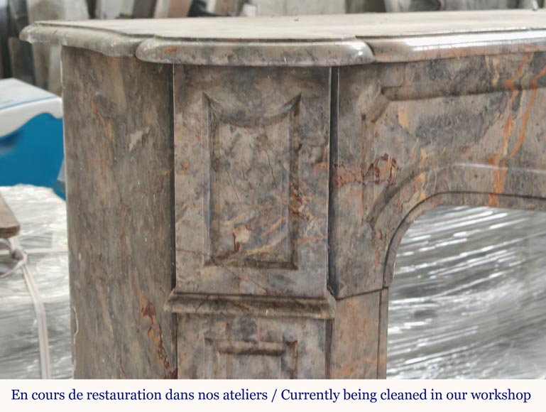 Louis XV style Pompadour mantel in Enjugeraist marble Louis XV style Pompadour mantel in Enjugeraist marble-3