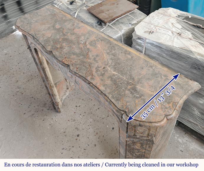 Louis XV style Pompadour mantel in Enjugeraist marble Louis XV style Pompadour mantel in Enjugeraist marble-7