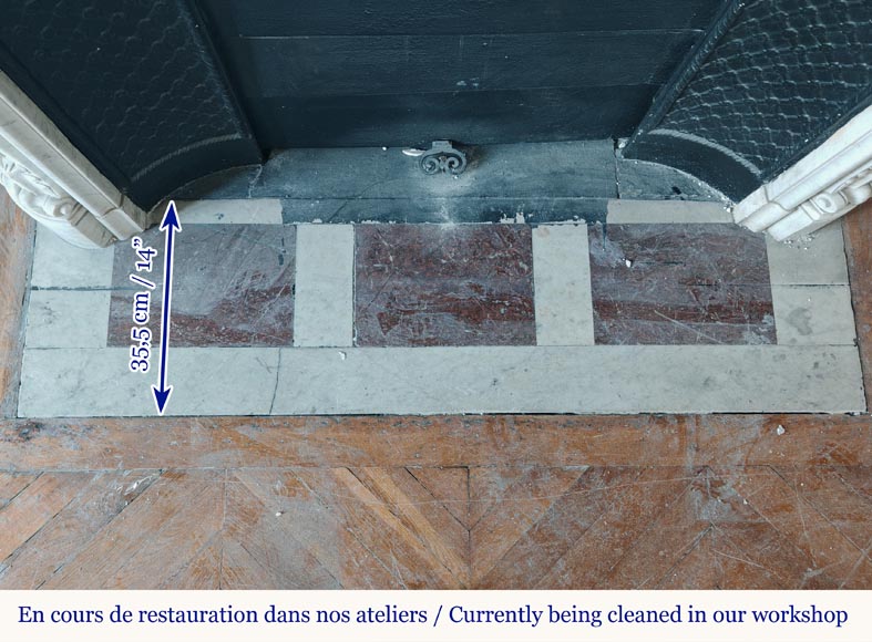 Louis XV style mantel in richly carved Carrara marble Louis XV style mantel in richly carved Carrara marble-12