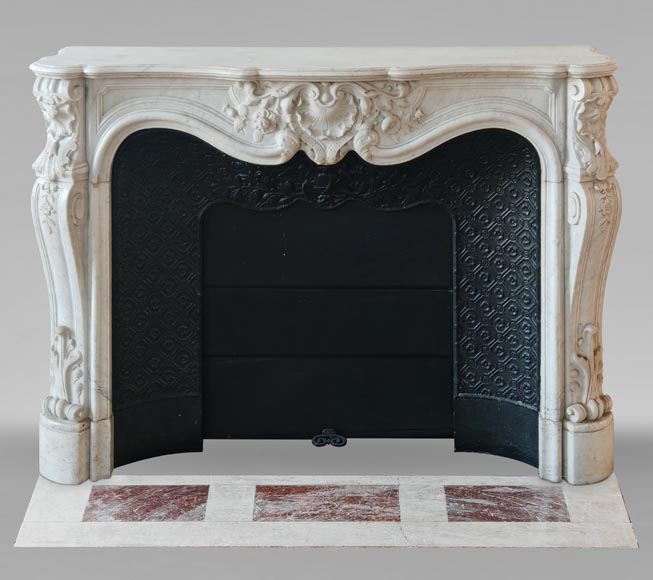 Louis XV style mantel highly carved in Carrara marble Louis XV style mantel highly carved in Carrara marble-0
