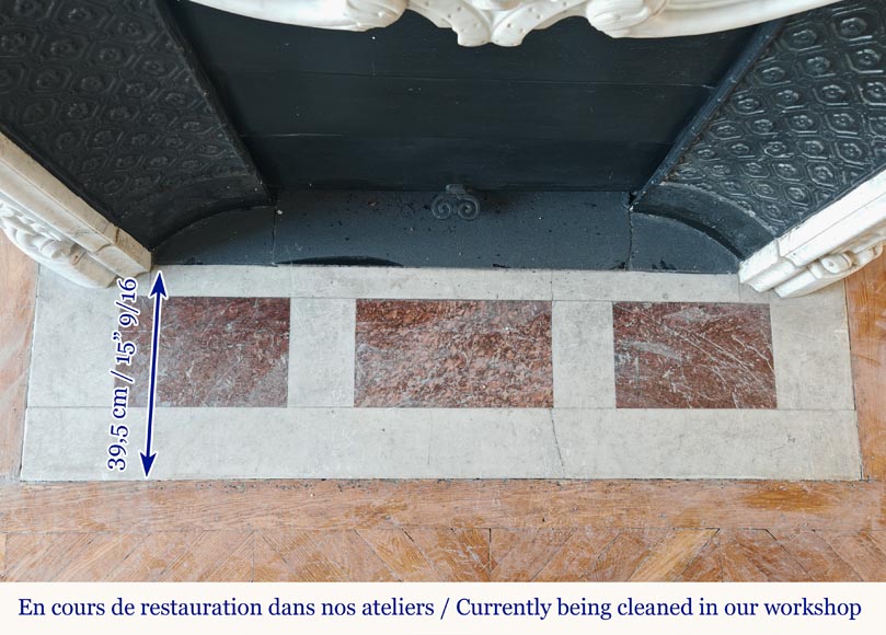 Louis XV style mantel highly carved in Carrara marble Louis XV style mantel highly carved in Carrara marble-12