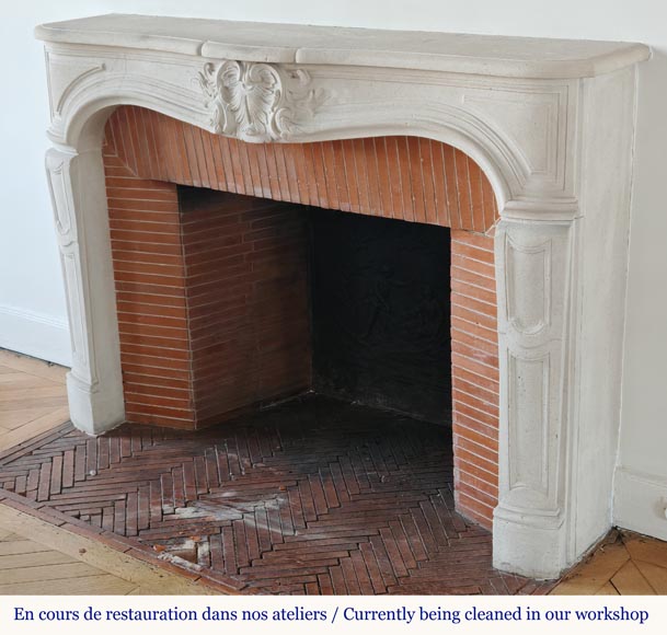 Louis XV style stone mantel with palmette décor Louis XV style stone mantel with palmette décor-6