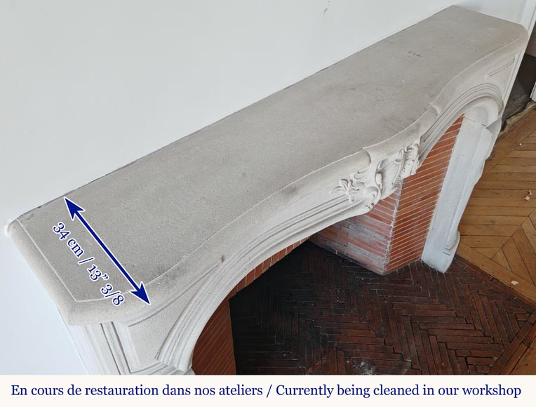 Louis XV style stone mantel with palmette décor Louis XV style stone mantel with palmette décor-9