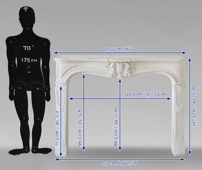 Louis XV style stone mantel with palmette décor Louis XV style stone mantel with palmette décor-10