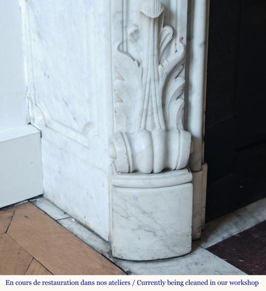 Louis XV style mantel highly carved in Carrara marble Louis XV style mantel highly carved in Carrara marble-6