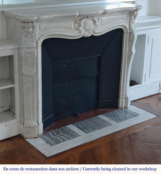 Louis XV style Carrara marble mantel with palmette motif Louis XV style Carrara marble mantel with palmette motif-3