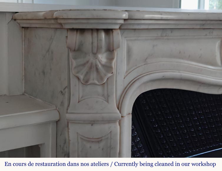 Louis XV style Carrara marble mantel with palmette motif Louis XV style Carrara marble mantel with palmette motif-4