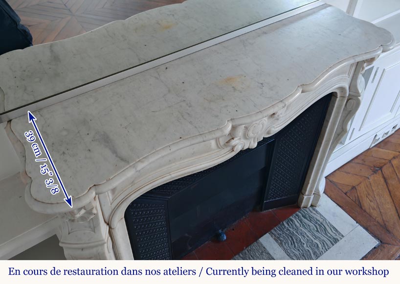 Louis XV style Carrara marble mantel with palmette motif Louis XV style Carrara marble mantel with palmette motif-9