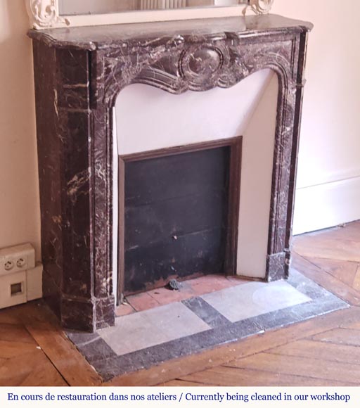 Louis XV style Pompadour mantel in Levanto marble Louis XV style Pompadour mantel in Levanto marble-2