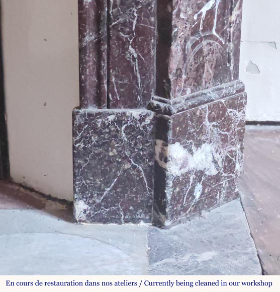 Louis XV style Pompadour mantel in Levanto marble Louis XV style Pompadour mantel in Levanto marble-7