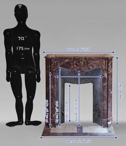 Louis XV style Pompadour mantel in Levanto marble Louis XV style Pompadour mantel in Levanto marble-10