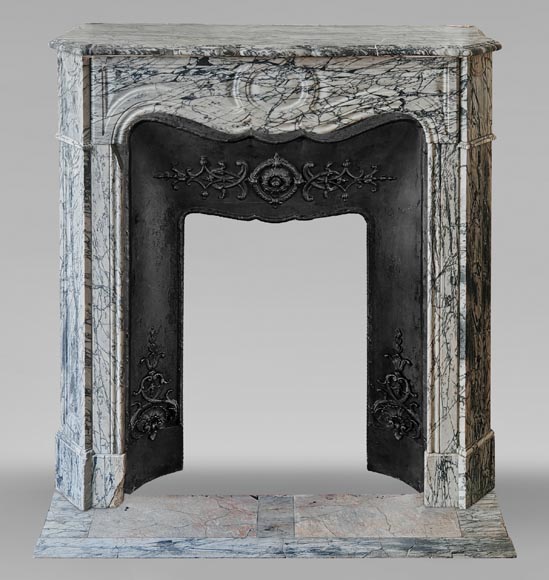 Louis XV style Pompadour mantel in Blue Fleuri marble Louis XV style Pompadour mantel in Blue Fleuri marble-0