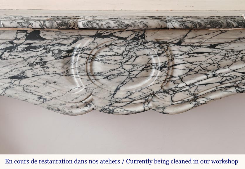 Louis XV style Pompadour mantel in Blue Fleuri marble Louis XV style Pompadour mantel in Blue Fleuri marble-1