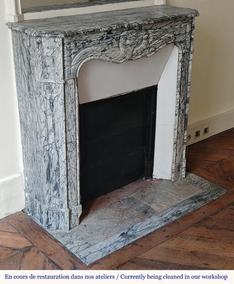 Louis XV style Pompadour mantel in Blue Fleuri marble Louis XV style Pompadour mantel in Blue Fleuri marble-2