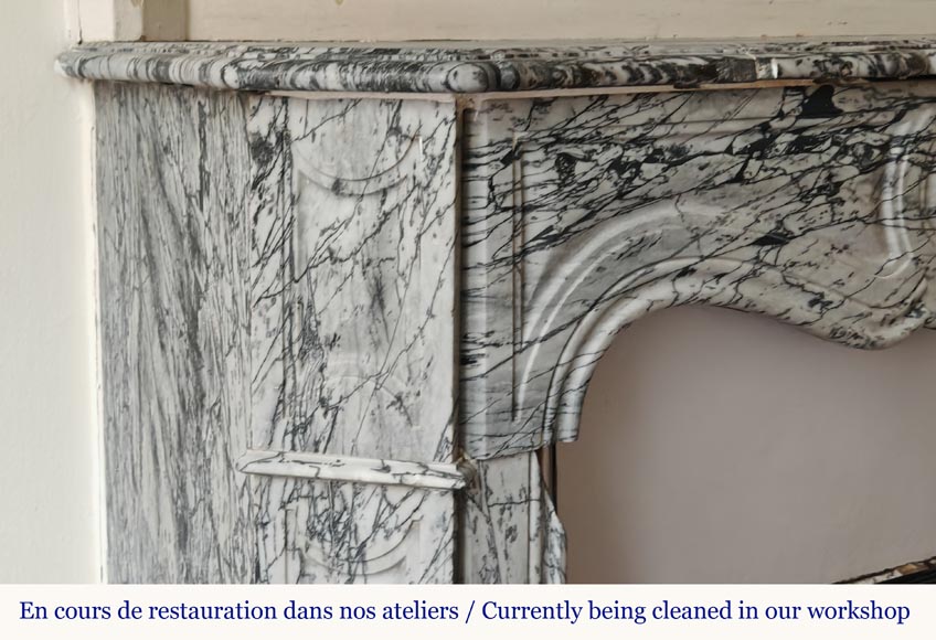 Louis XV style Pompadour mantel in Blue Fleuri marble Louis XV style Pompadour mantel in Blue Fleuri marble-3