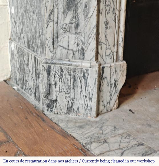 Louis XV style Pompadour mantel in Blue Fleuri marble Louis XV style Pompadour mantel in Blue Fleuri marble-4