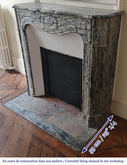 Louis XV style Pompadour mantel in Blue Fleuri marble Louis XV style Pompadour mantel in Blue Fleuri marble-5