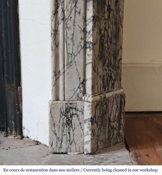 Louis XV style Pompadour mantel in Blue Fleuri marble Louis XV style Pompadour mantel in Blue Fleuri marble-6