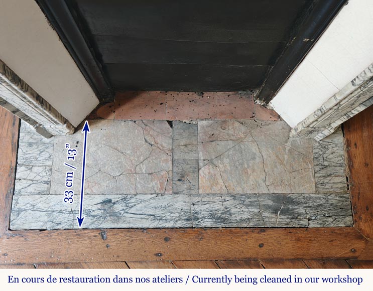 Louis XV style Pompadour mantel in Blue Fleuri marble Louis XV style Pompadour mantel in Blue Fleuri marble-7