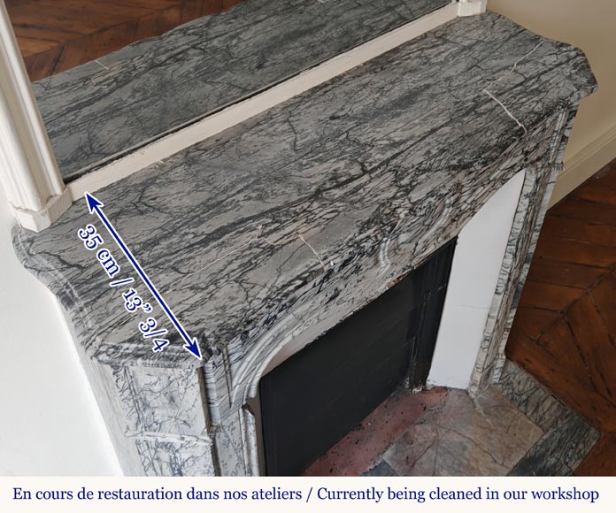 Louis XV style Pompadour mantel in Blue Fleuri marble Louis XV style Pompadour mantel in Blue Fleuri marble-8
