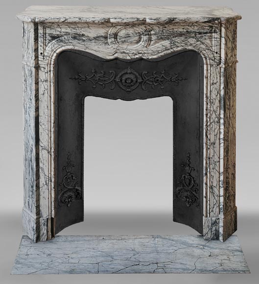 Louis XV style Pompadour mantel in Blue Fleuri marble Louis XV style Pompadour mantel in Blue Fleuri marble-0
