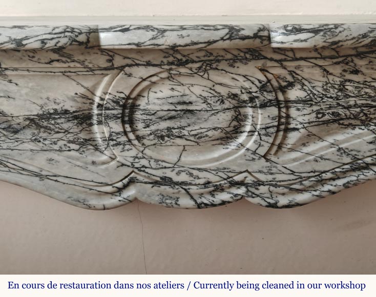 Louis XV style Pompadour mantel in Blue Fleuri marble Louis XV style Pompadour mantel in Blue Fleuri marble-1