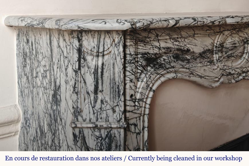 Louis XV style Pompadour mantel in Blue Fleuri marble Louis XV style Pompadour mantel in Blue Fleuri marble-3