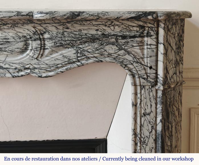 Louis XV style Pompadour mantel in Blue Fleuri marble Louis XV style Pompadour mantel in Blue Fleuri marble-6