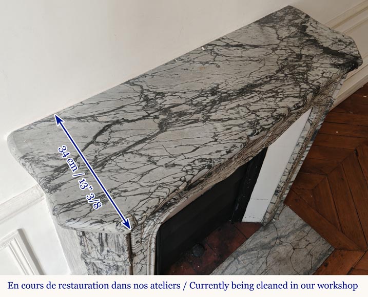 Louis XV style Pompadour mantel in Blue Fleuri marble Louis XV style Pompadour mantel in Blue Fleuri marble-9