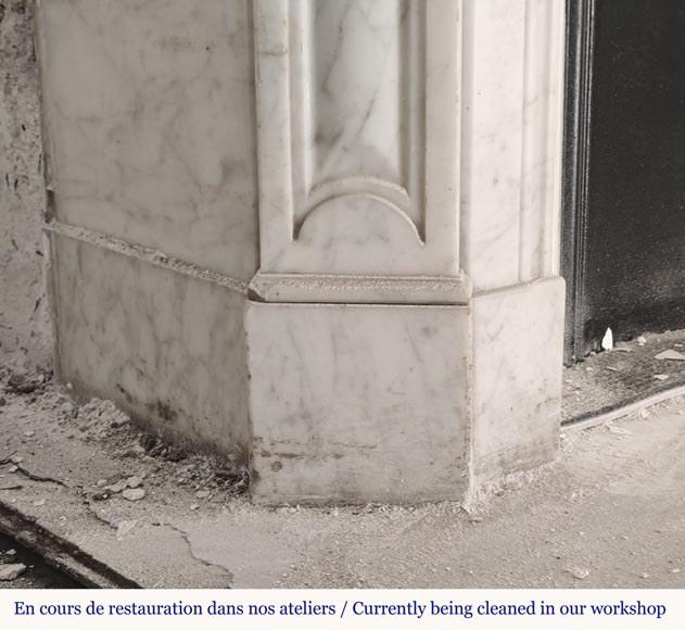 Louis XV style Pompadour mantel in Carrara marble Louis XV style Pompadour mantel in Carrara marble-4