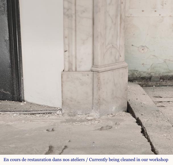 Louis XV style Pompadour mantel in Carrara marble Louis XV style Pompadour mantel in Carrara marble-7