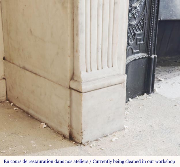 Louis XVI style Carrara marble mantel with floral and sunflower ornaments Louis XVI style Carrara marble mantel with floral and sunflower ornaments-4