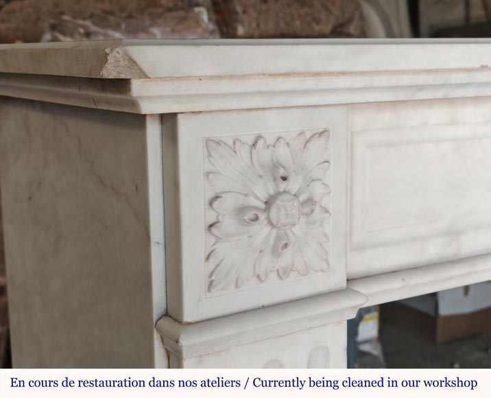 Louis XVI style mantel in half statuary marble adorned with a sunflower Louis XVI style mantel in half statuary marble adorned with a sunflower-3