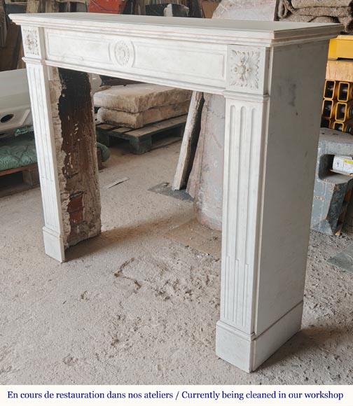 Louis XVI style mantel in half statuary marble adorned with a sunflower Louis XVI style mantel in half statuary marble adorned with a sunflower-5