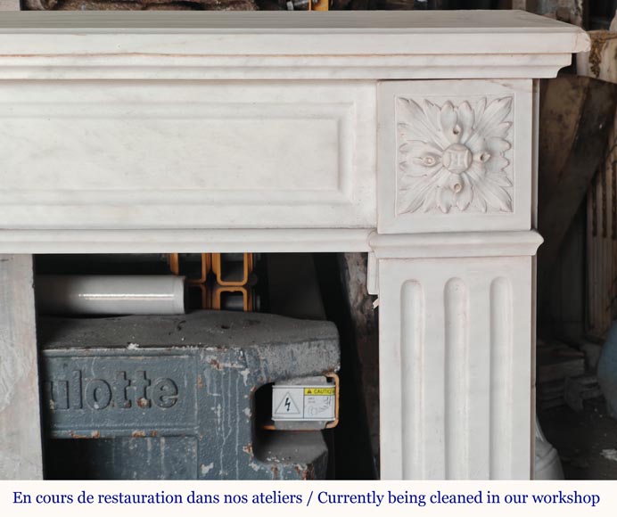 Louis XVI style mantel in half statuary marble adorned with a sunflower Louis XVI style mantel in half statuary marble adorned with a sunflower-6