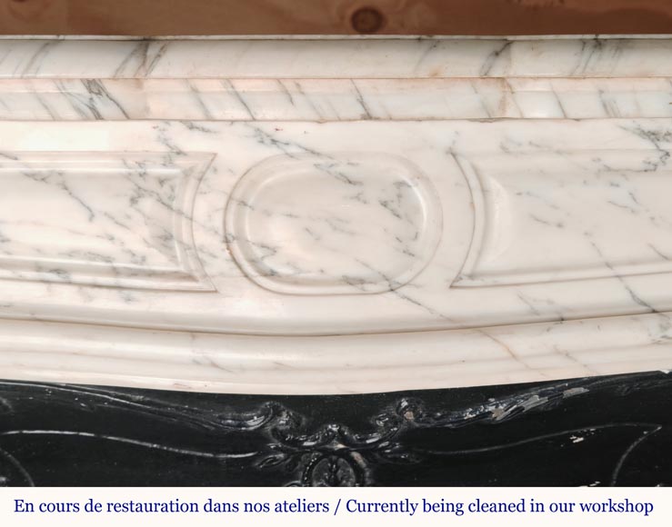 Curved Louis XV style Pompadour mantel in Arabescato marble Curved Louis XV style Pompadour mantel in Arabescato marble-1