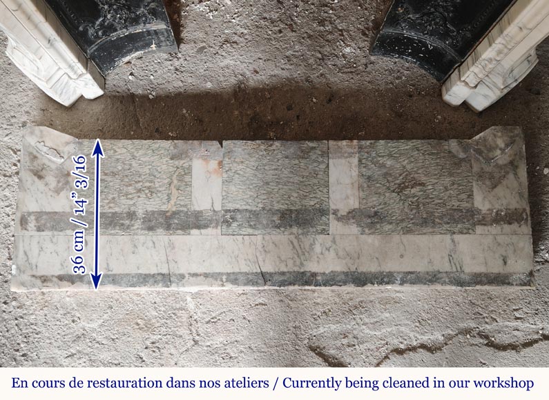 Curved Louis XV style Pompadour mantel in Arabescato marble Curved Louis XV style Pompadour mantel in Arabescato marble-9