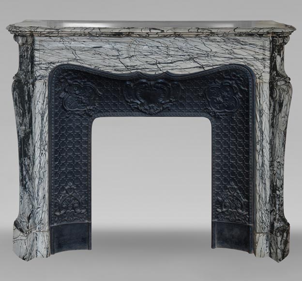 Louis XV style Pompadour mantel in Bleu Fleuri marble Louis XV style Pompadour mantel in Bleu Fleuri marble-0
