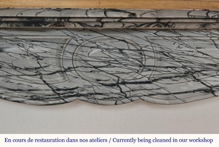 Louis XV style Pompadour mantel in Bleu Fleuri marble Louis XV style Pompadour mantel in Bleu Fleuri marble-1