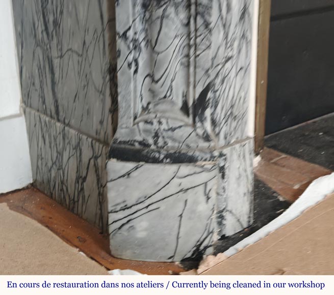 Louis XV style Pompadour mantel in Bleu Fleuri marble Louis XV style Pompadour mantel in Bleu Fleuri marble-4