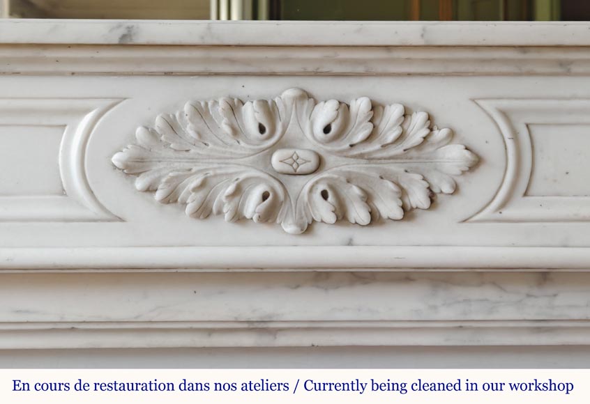 Louis XVI style mantel with acanthus leaf carved in half statuary Carrara marble Louis XVI style mantel with acanthus leaf carved in half statuary Carrara marble-1