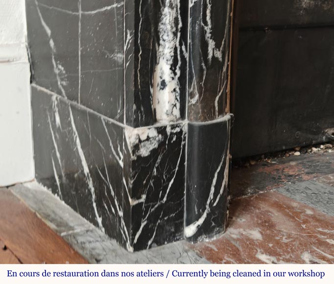 Louis XIV style mantel in black Marquina marble Louis XIV style mantel in black Marquina marble-4