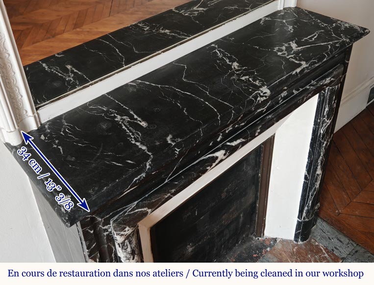 Louis XIV style mantel in black Marquina marble Louis XIV style mantel in black Marquina marble-8