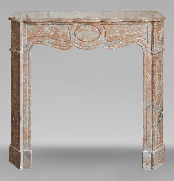 Louis XV style Pompadour mantel in Rouge du Nord marble Louis XV style Pompadour mantel in Rouge du Nord marble-0