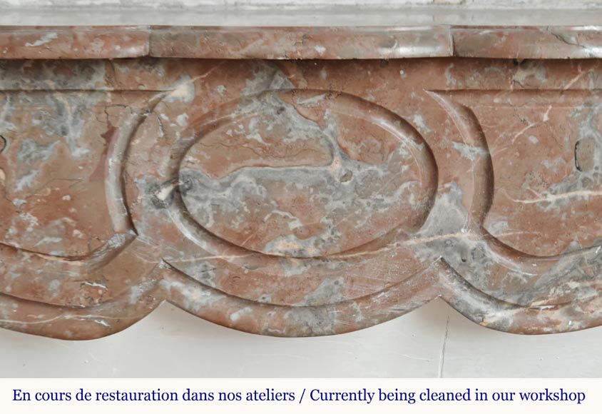 Louis XV style Pompadour mantel in Rouge du Nord marble Louis XV style Pompadour mantel in Rouge du Nord marble-1