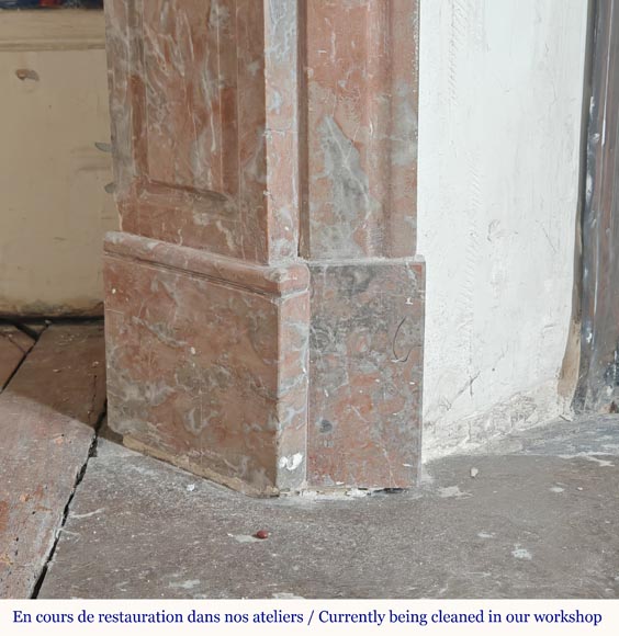 Louis XV style Pompadour mantel in Rouge du Nord marble Louis XV style Pompadour mantel in Rouge du Nord marble-4